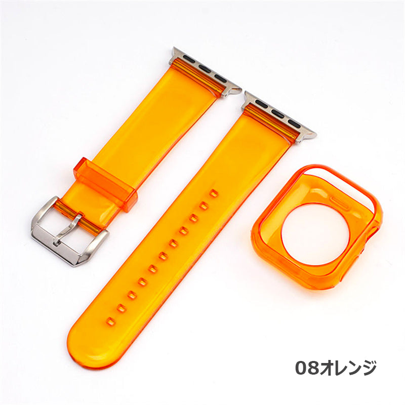 【セット_12色】 透明 ゼリー カラー ケース + バンドセット Applewatch専用