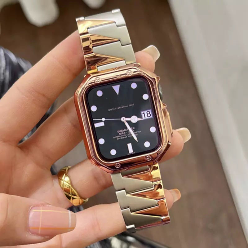 45mm Apple Watch クリア＋ローズゴールド　ケースバンド　ベルト
