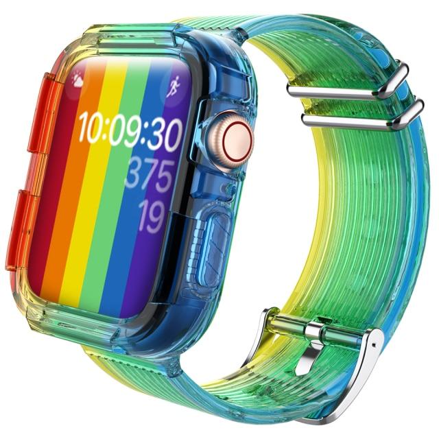 レインボー シリコン 透明 Apple Watch バンド - Rainbow / 38mm/40mm用