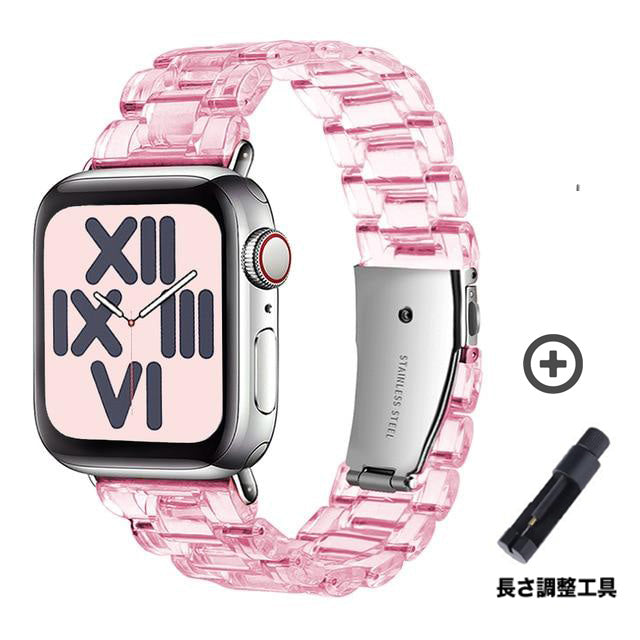 Resin clear 透明 スチール Apple Watch バンド＃ - Pink / 42mm/44mm/45mm用