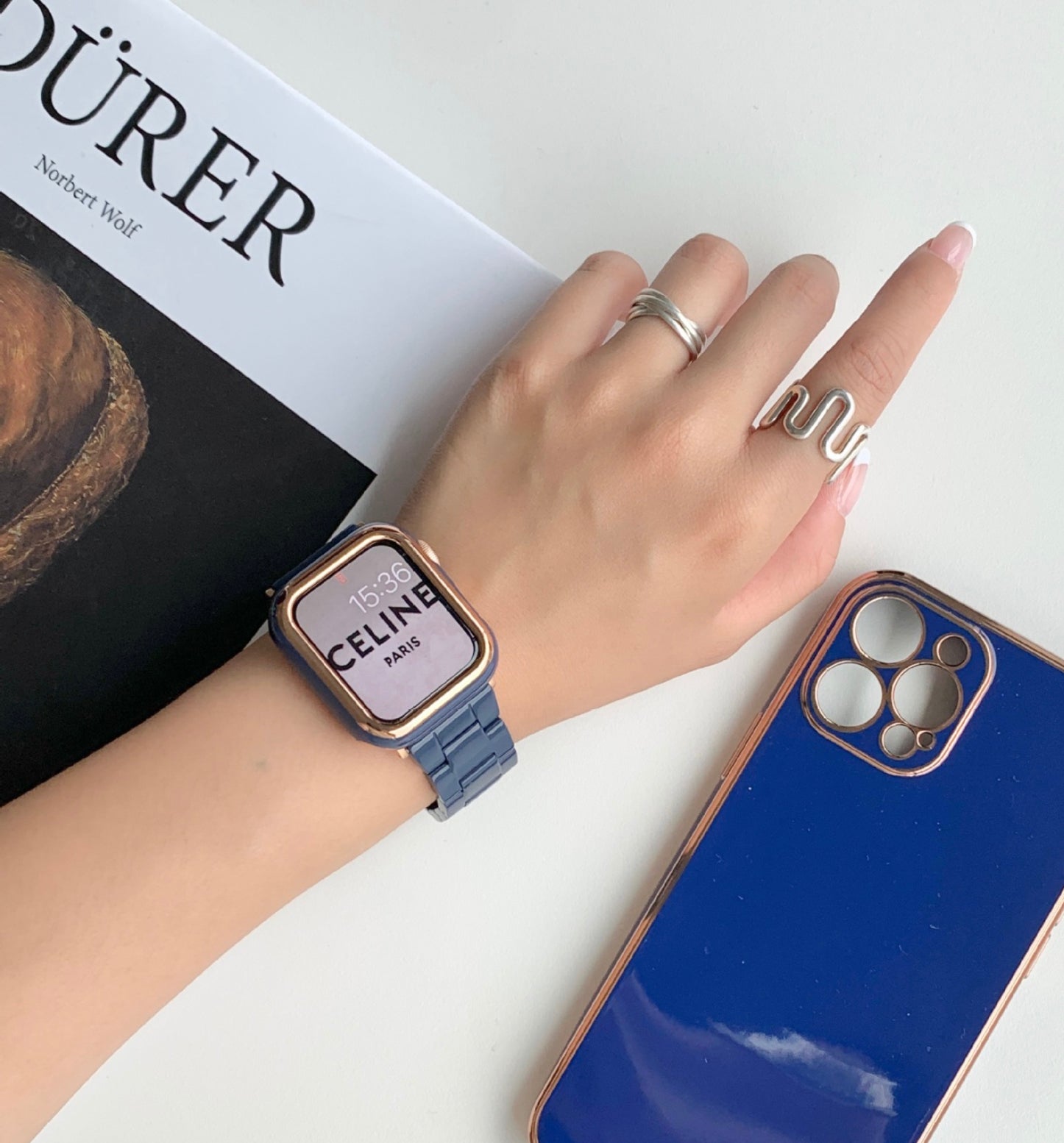 Apple Watch プラスチックバンド ベルト ネイビー アップルウォッチ - 時計