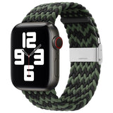 Apple Watch 調整可能 ブレイデッドソロループ （Wブラック＆緑)