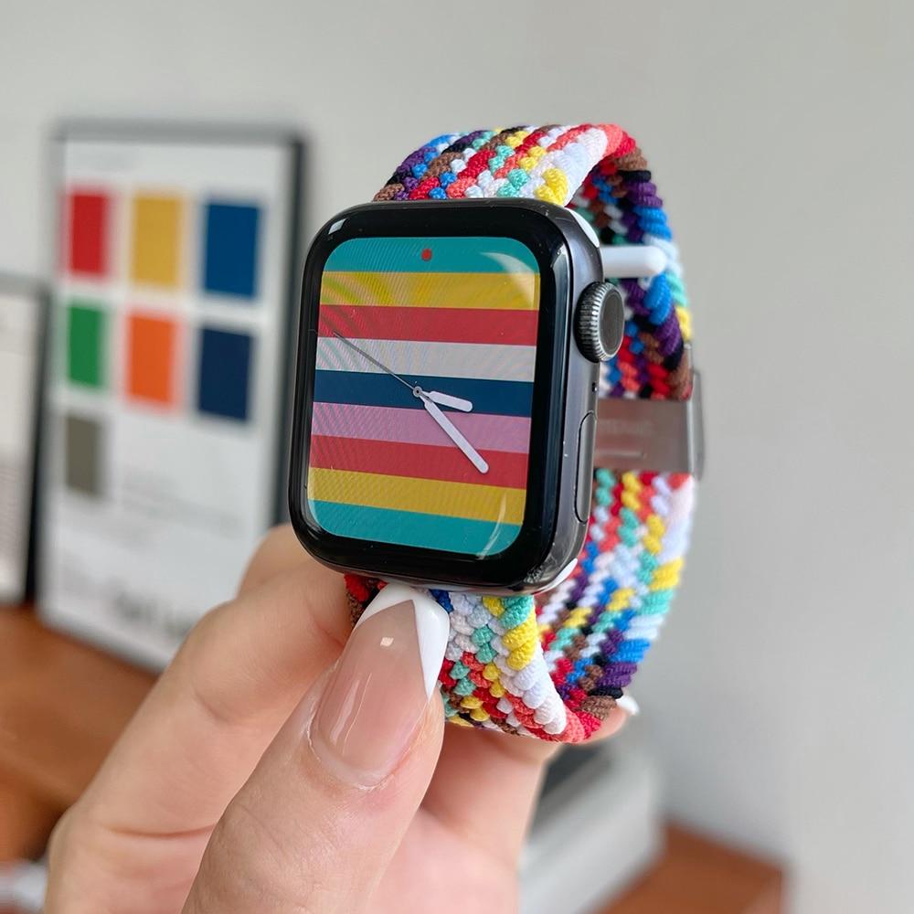 Apple Watch 調整可能 ブレイデッドソロループ (プライド)